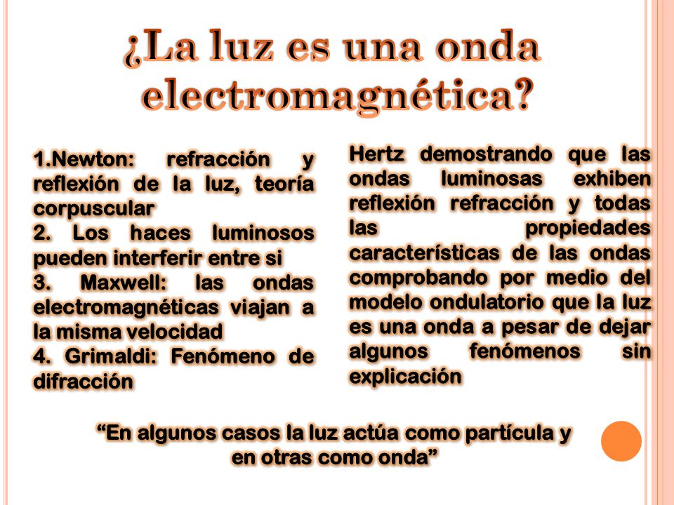 En algunos casos la luz actúa como partícula y en otras como onda