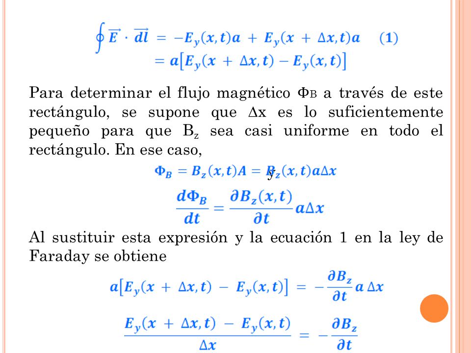 Para determinar el flujo magnético ΦB a través de este rectángulo, se supone que x es lo suficientemente pequeño para que Bz sea casi uniforme en todo el rectángulo.