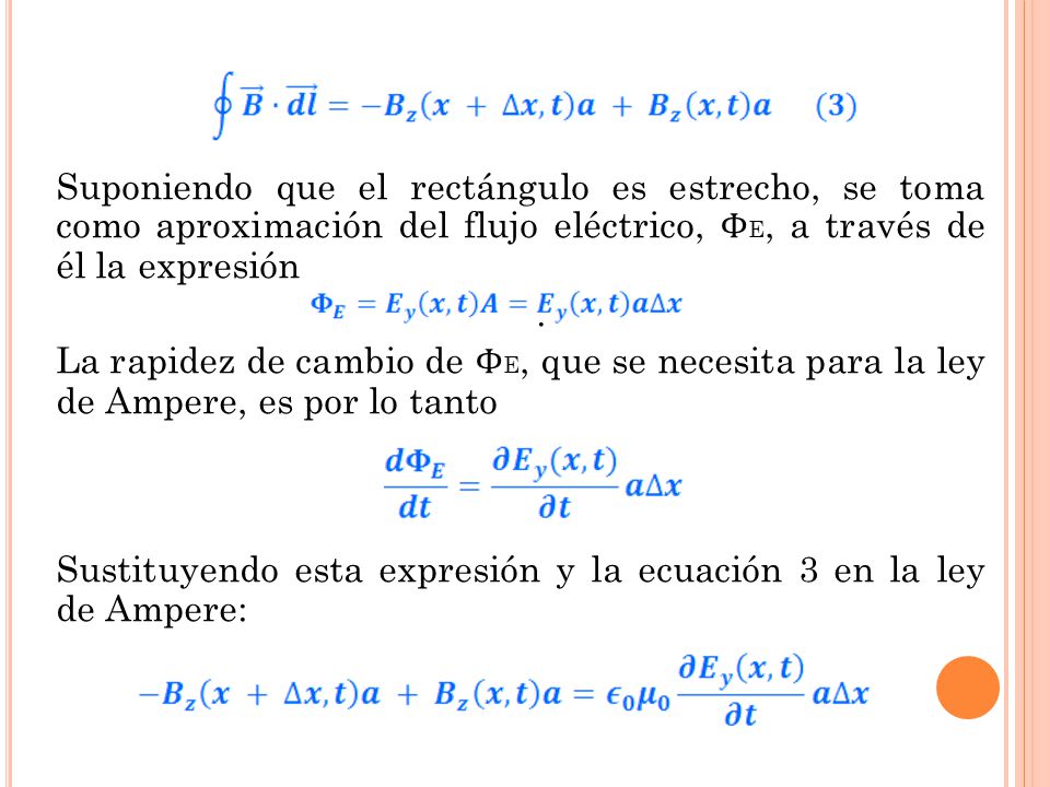 Suponiendo que el rectángulo es estrecho, se toma como aproximación del flujo eléctrico, ΦE, a través de él la expresión .