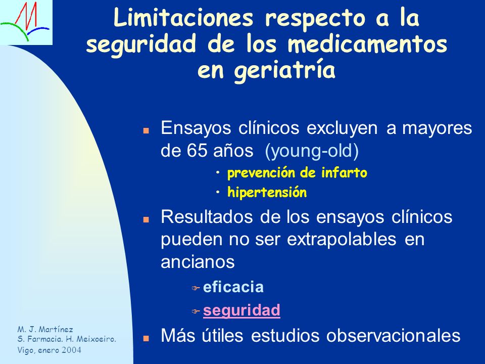 Limitaciones respecto a la seguridad de los medicamentos en geriatría