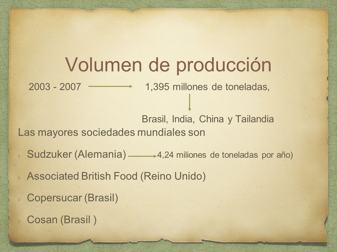 Volumen de producción Las mayores sociedades mundiales son