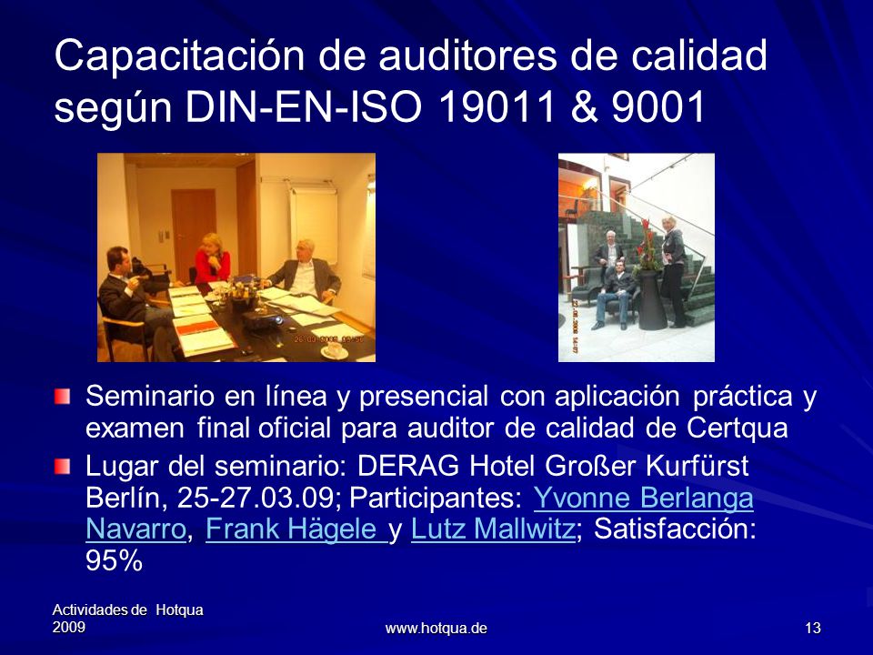 Capacitación de auditores de calidad según DIN-EN-ISO & 9001