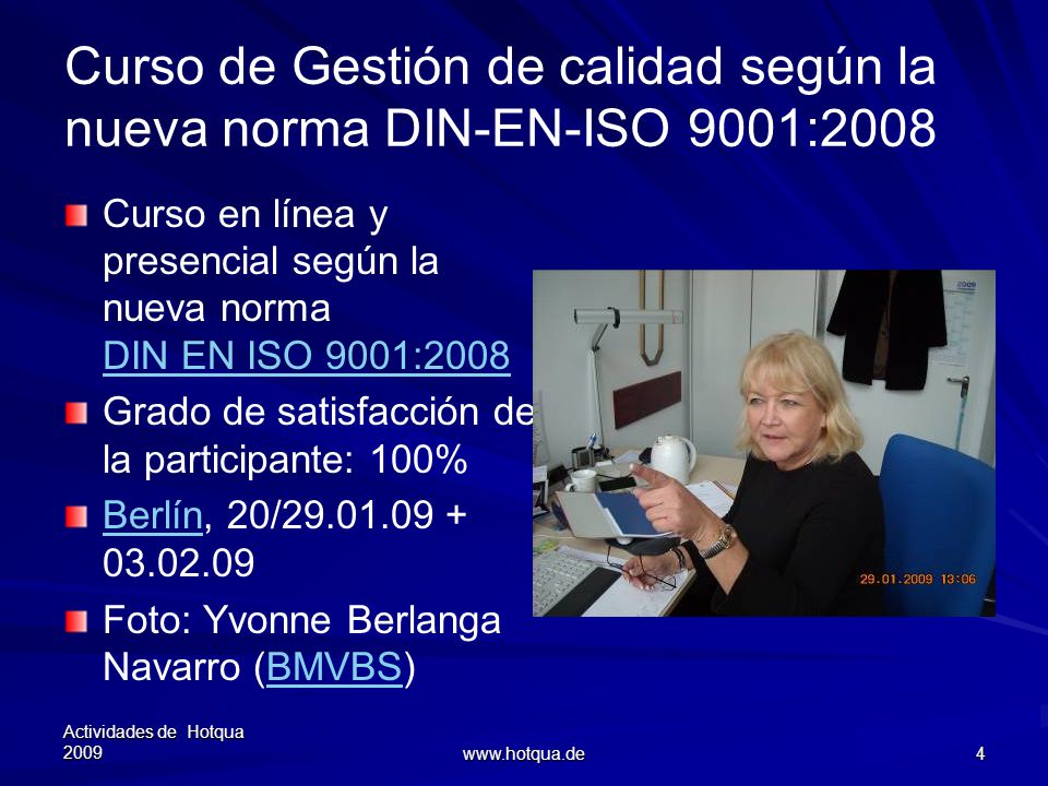 Curso de Gestión de calidad según la nueva norma DIN-EN-ISO 9001:2008