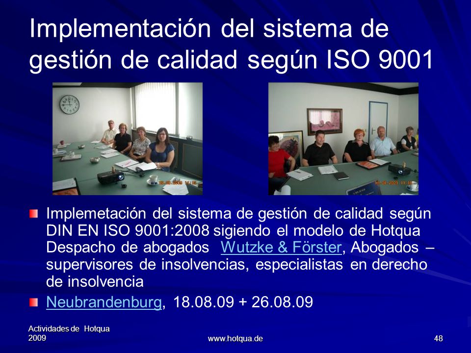 Implementación del sistema de gestión de calidad según ISO 9001
