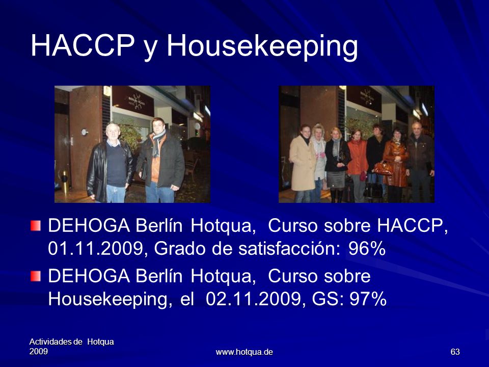 HACCP y Housekeeping DEHOGA Berlín Hotqua, Curso sobre HACCP, , Grado de satisfacción: 96%