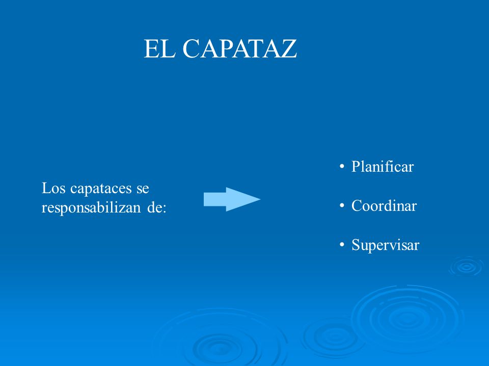 EL CAPATAZ Planificar Coordinar Los capataces se Supervisar