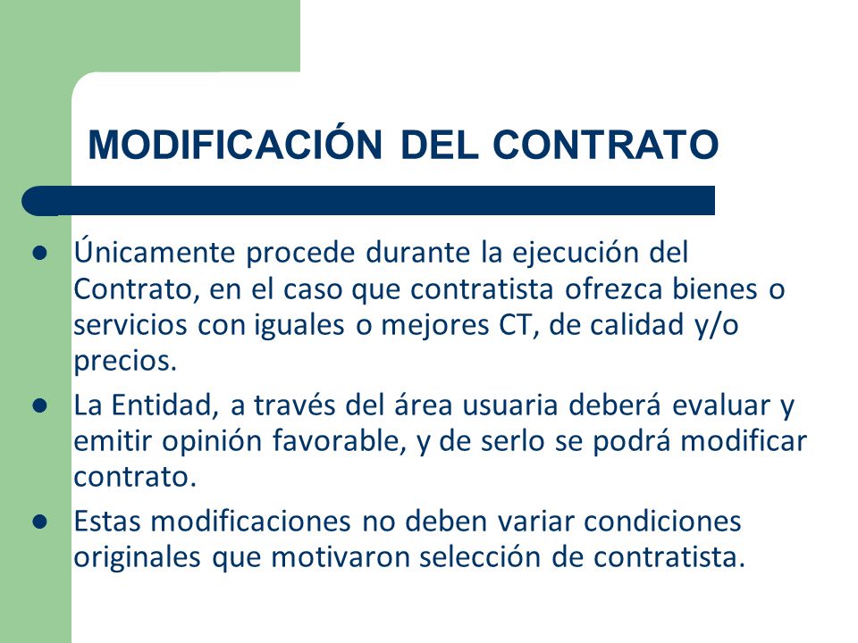 MODIFICACIÓN DEL CONTRATO