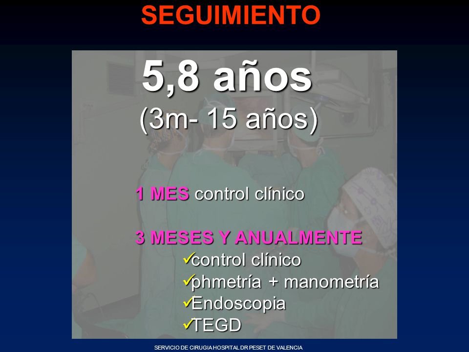 5,8 años (3m- 15 años) SEGUIMIENTO 1 MES control clínico