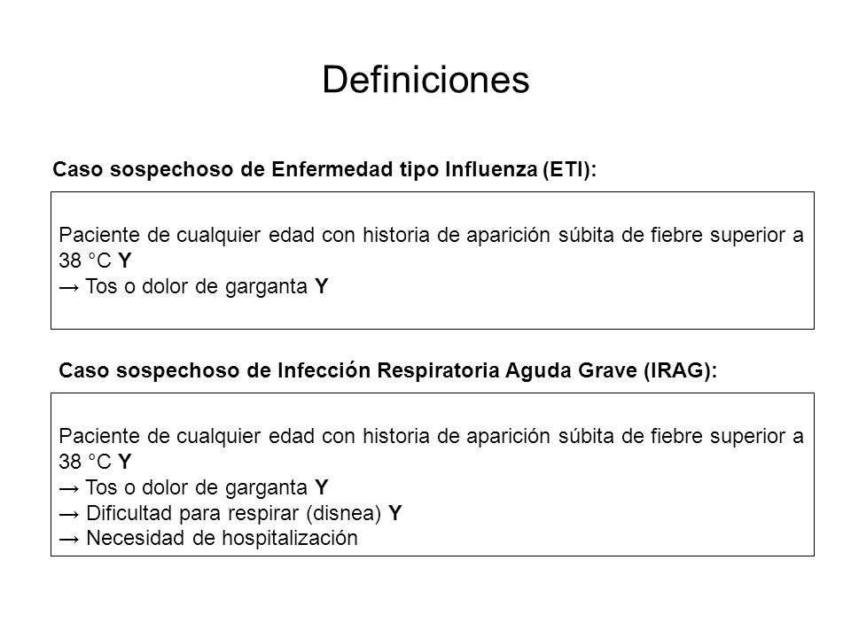 Definiciones Caso sospechoso de Enfermedad tipo Influenza (ETI):