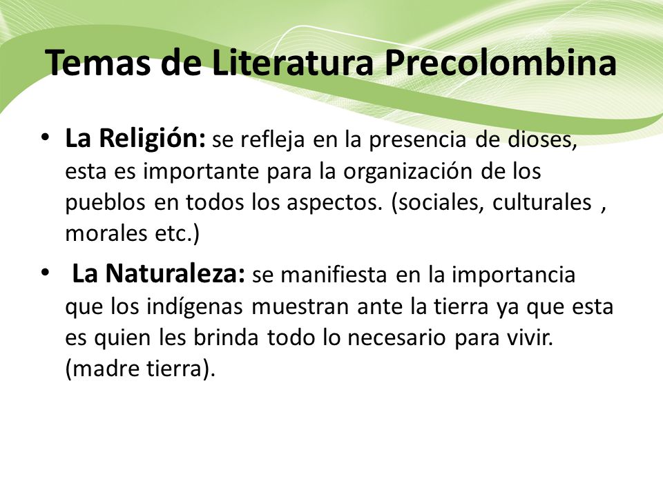 Temas de Literatura Precolombina