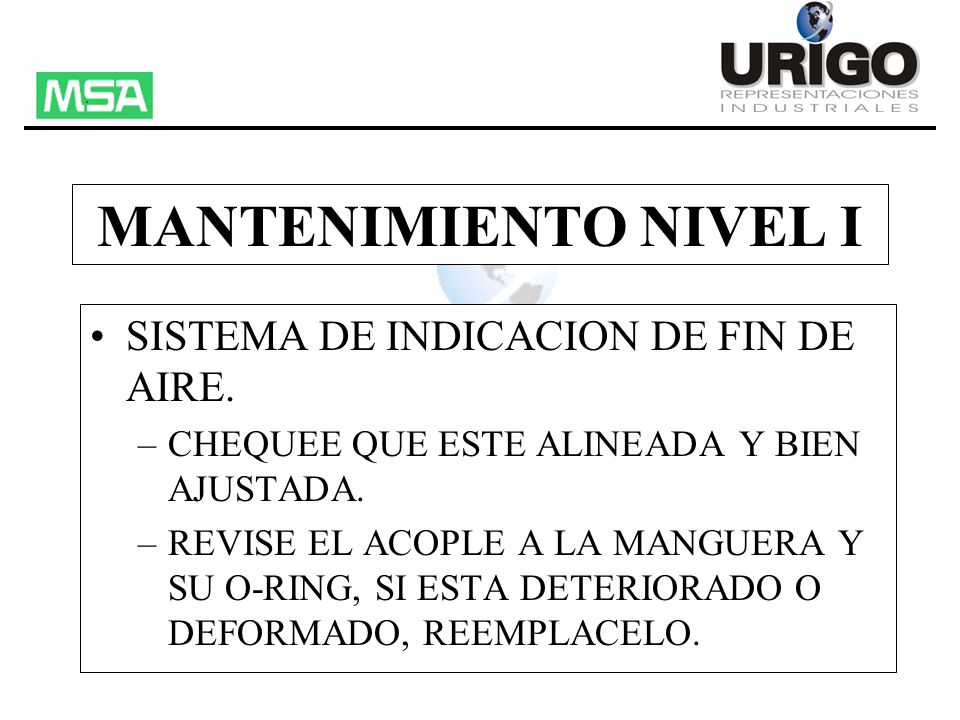 MANTENIMIENTO NIVEL I SISTEMA DE INDICACION DE FIN DE AIRE.