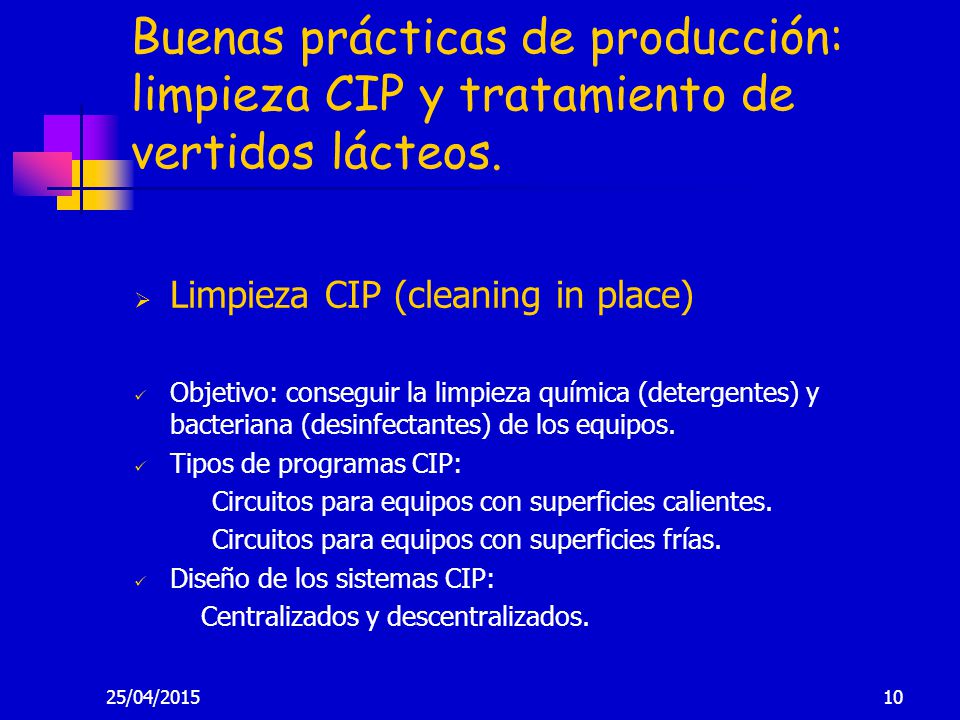 Buenas prácticas de producción: limpieza CIP y tratamiento de vertidos lácteos.
