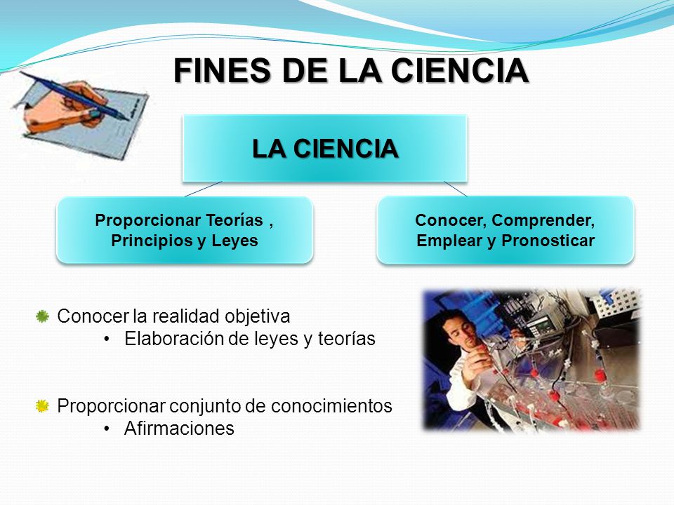 FINES DE LA CIENCIA LA CIENCIA Conocer la realidad objetiva