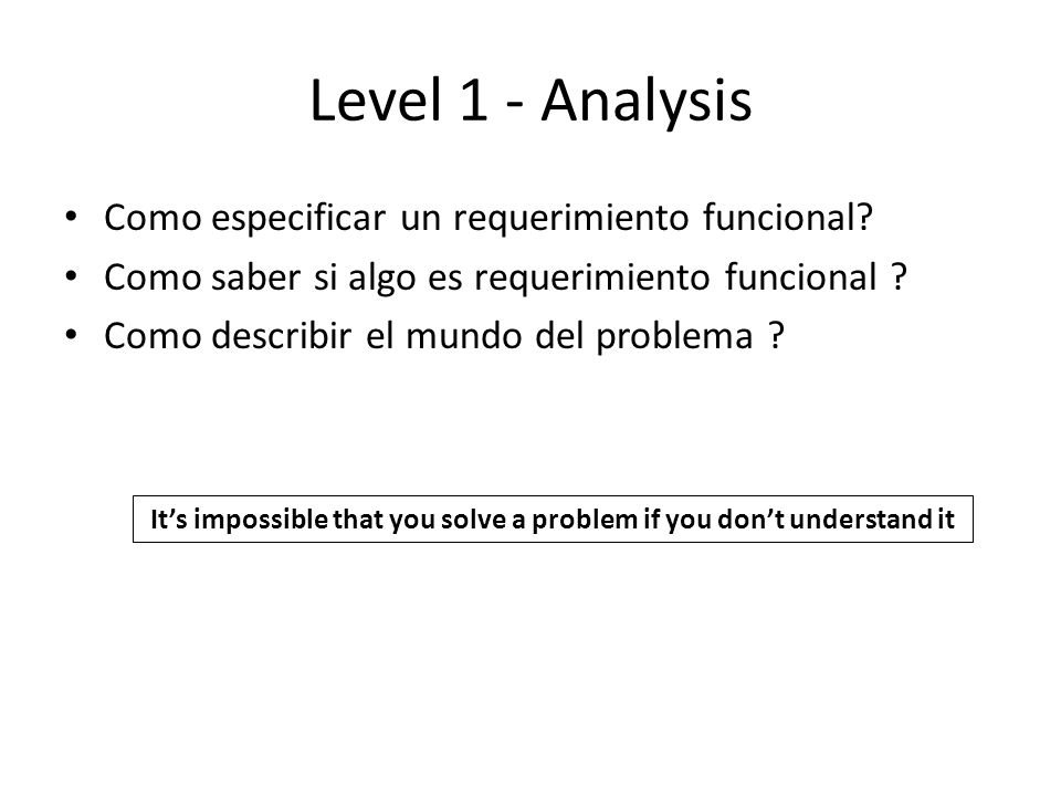 It’s impossible that you solve a problem if you don’t understand it