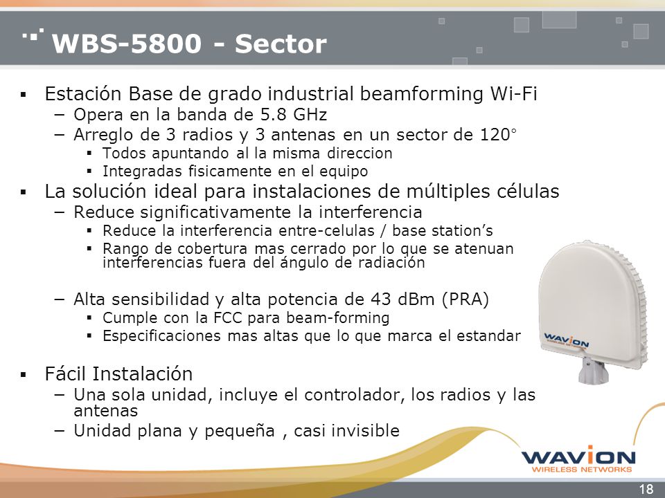 WBS Sector Estación Base de grado industrial beamforming Wi-Fi