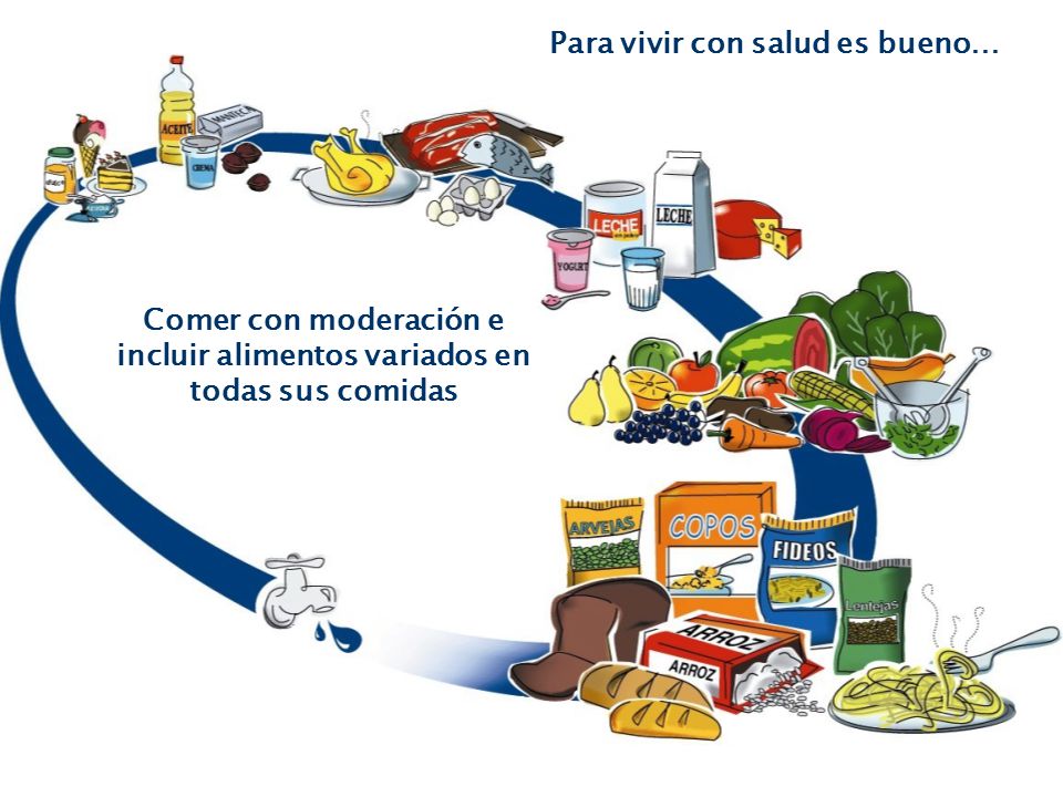 Comer con moderación e incluir alimentos variados en todas sus comidas