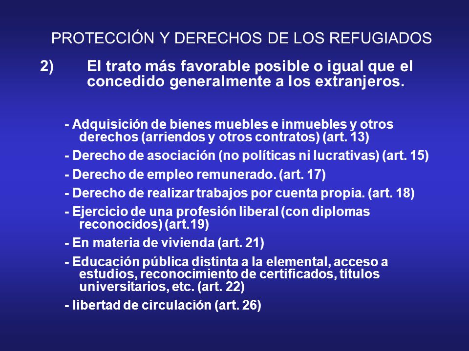 PROTECCIÓN Y DERECHOS DE LOS REFUGIADOS