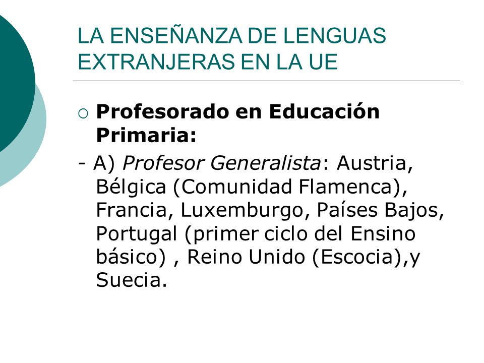 LA ENSEÑANZA DE LENGUAS EXTRANJERAS EN LA UE