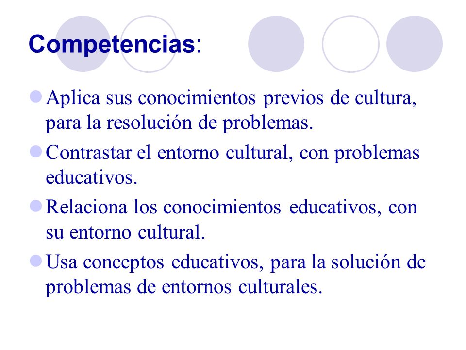 Competencias: Aplica sus conocimientos previos de cultura, para la resolución de problemas.