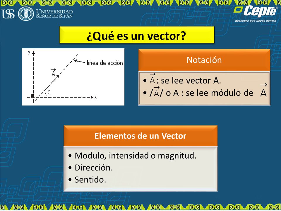 ¿Qué es un vector Notación : se lee vector A.