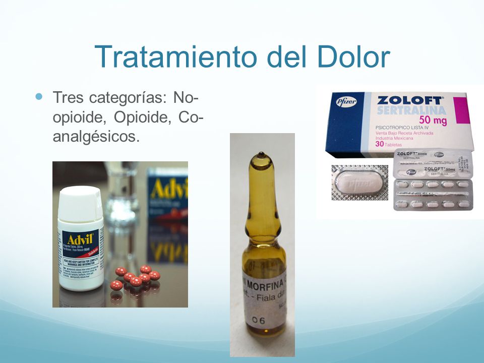 Tratamiento del Dolor Tres categorías: No- opioide, Opioide, Co- analgésicos.