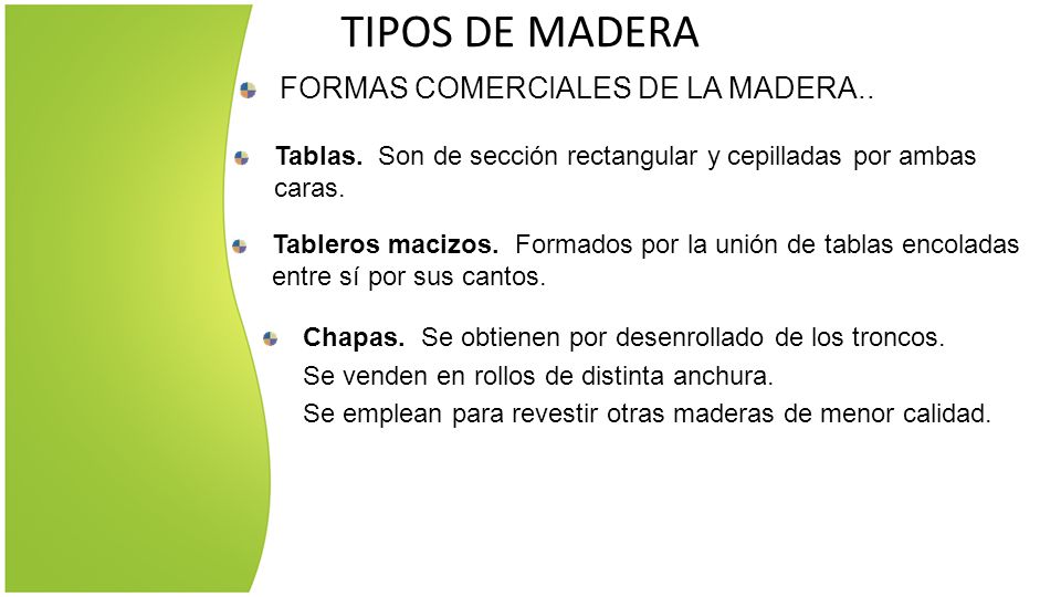 TIPOS DE MADERA FORMAS COMERCIALES DE LA MADERA..