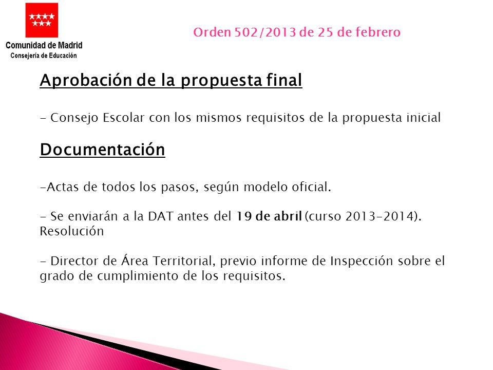 Aprobación de la propuesta final