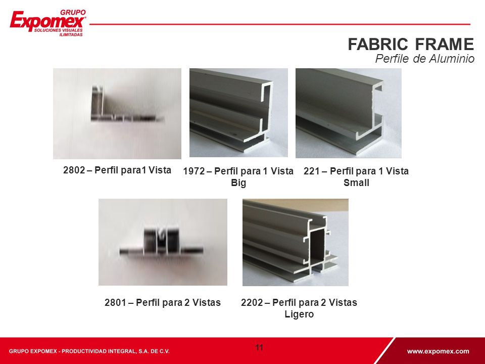 FABRIC FRAME Perfile de Aluminio 2802 – Perfil para1 Vista