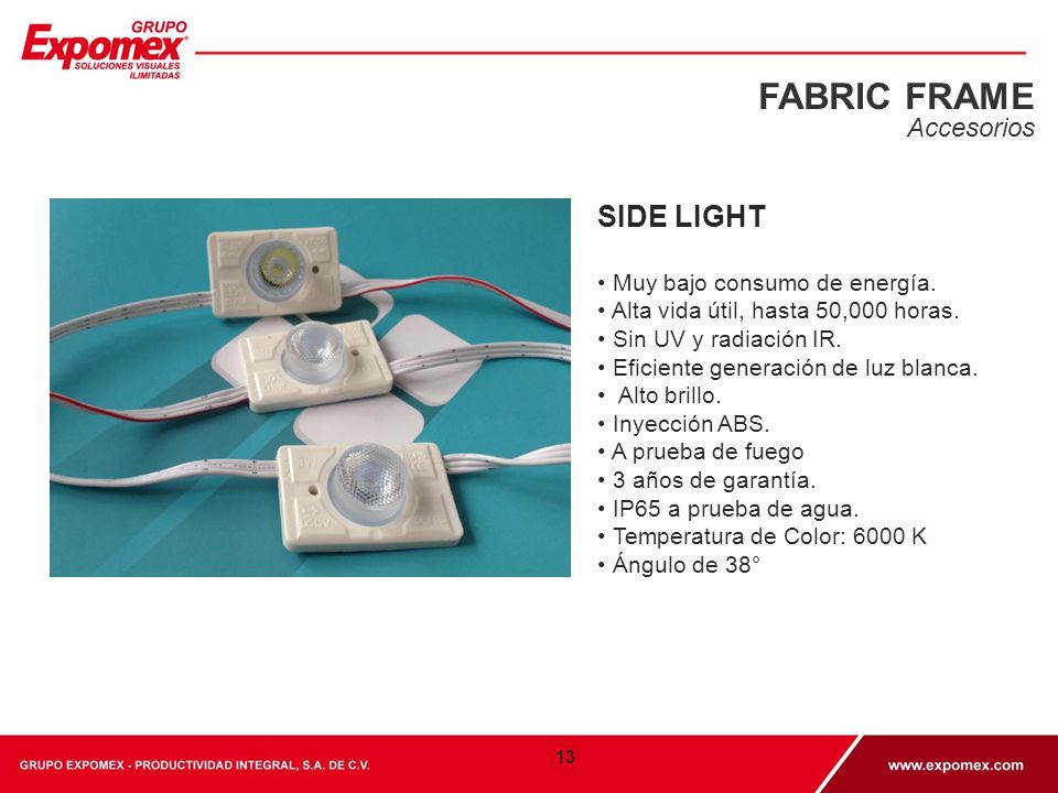 FABRIC FRAME SIDE LIGHT Accesorios Muy bajo consumo de energía.
