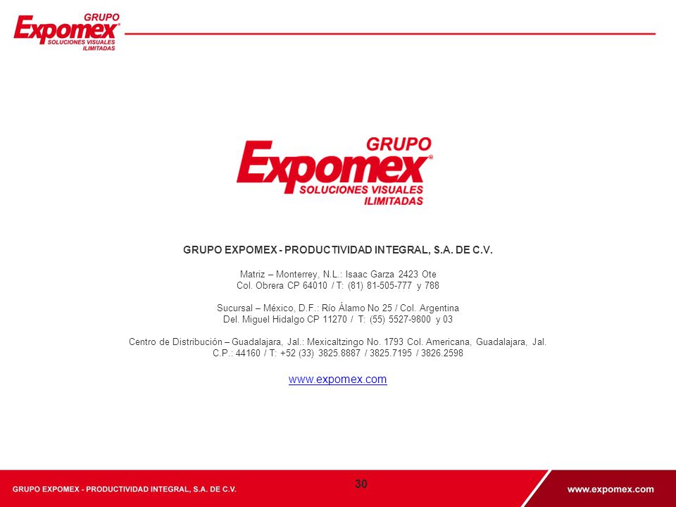 GRUPO EXPOMEX - PRODUCTIVIDAD INTEGRAL, S.A. DE C.V.