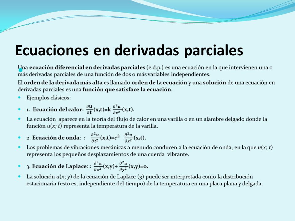 Ecuaciones en derivadas parciales
