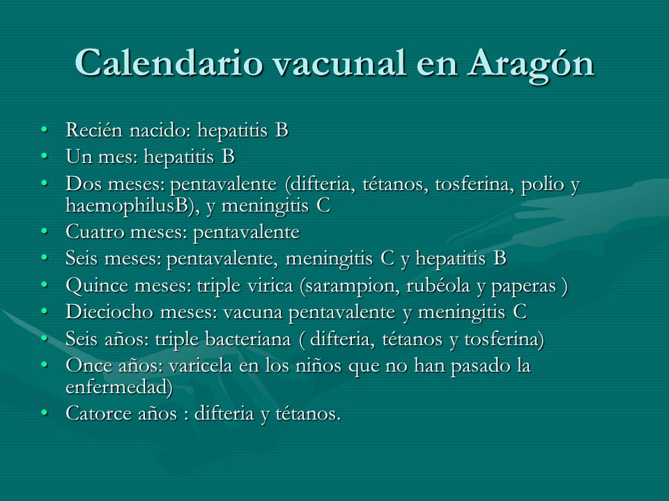 Calendario vacunal en Aragón