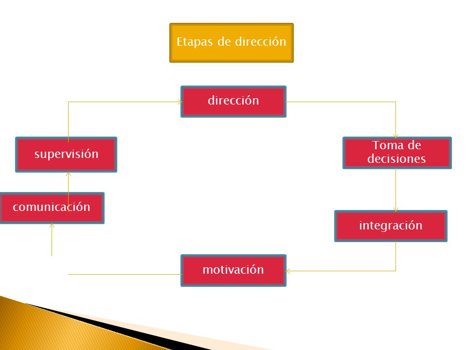 Etapas de dirección dirección supervisión Toma de decisiones comunicación integración motivación