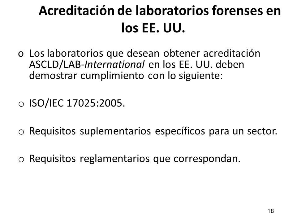 Acreditación de laboratorios forenses en los EE. UU.