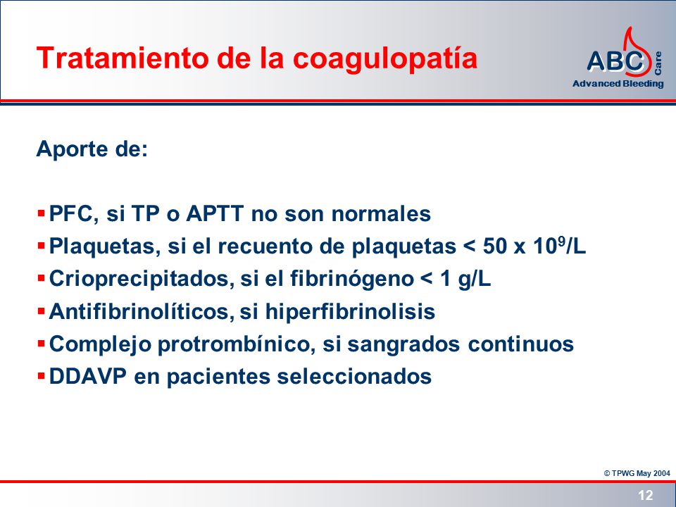 Tratamiento de la coagulopatía