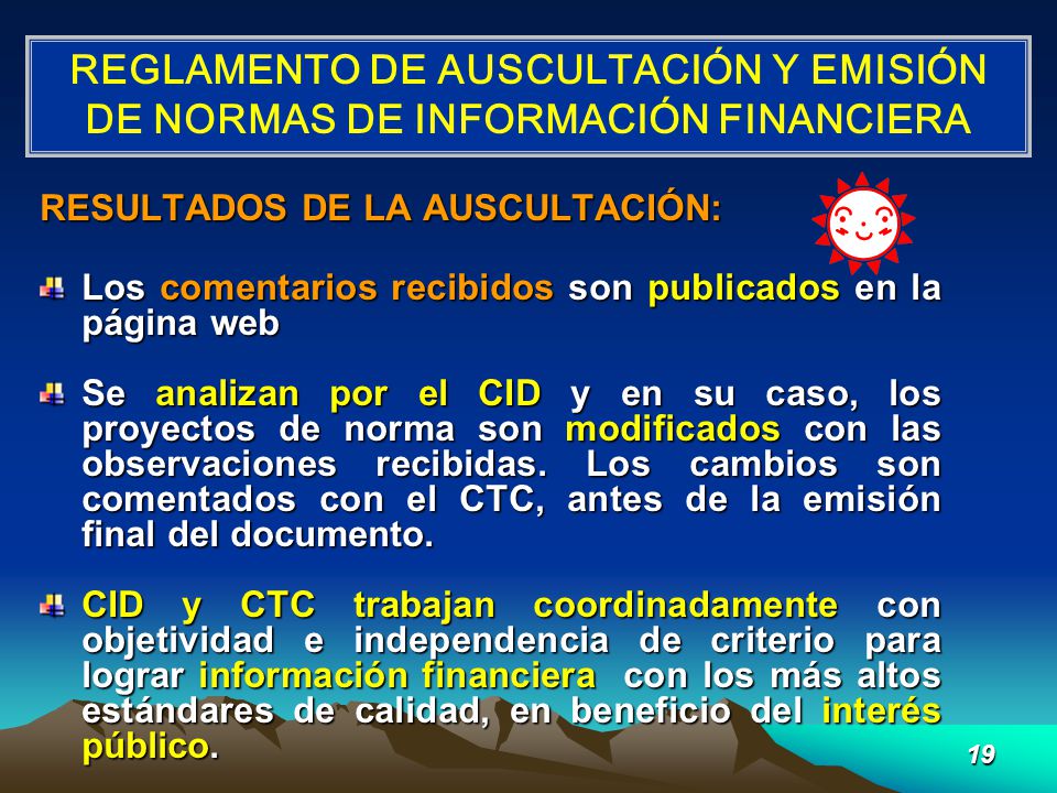 REGLAMENTO DE AUSCULTACIÓN Y EMISIÓN DE NORMAS DE INFORMACIÓN FINANCIERA