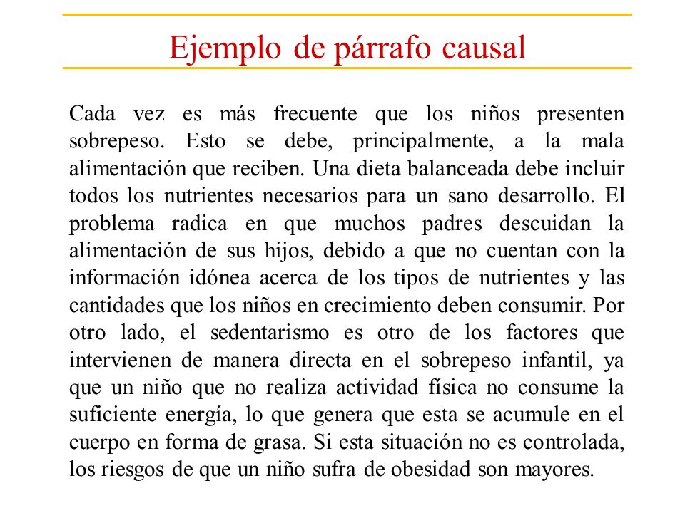 Ejemplo de párrafo causal