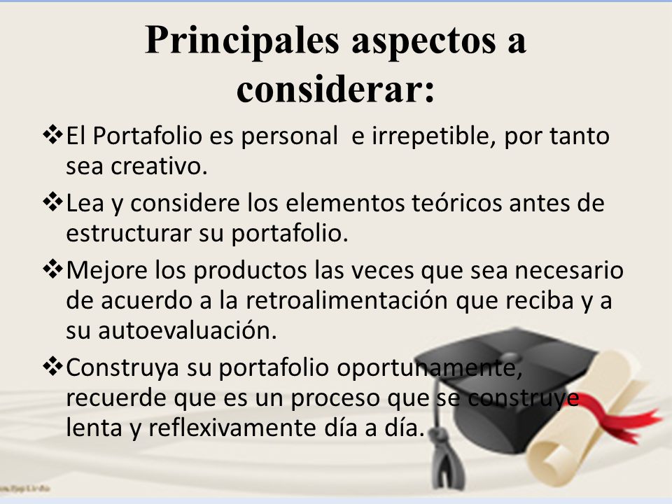Principales aspectos a considerar: