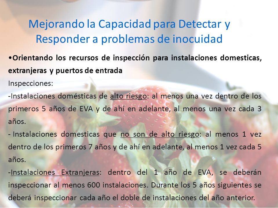Mejorando la Capacidad para Detectar y Responder a problemas de inocuidad