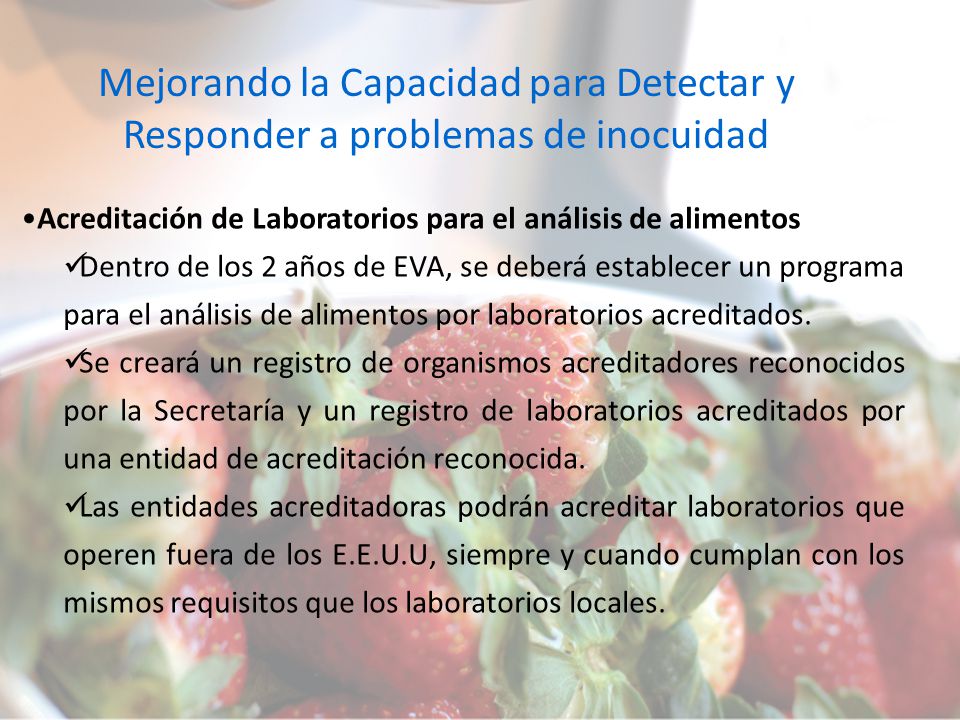 Mejorando la Capacidad para Detectar y Responder a problemas de inocuidad