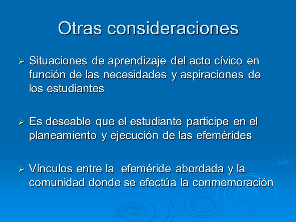 Otras consideraciones