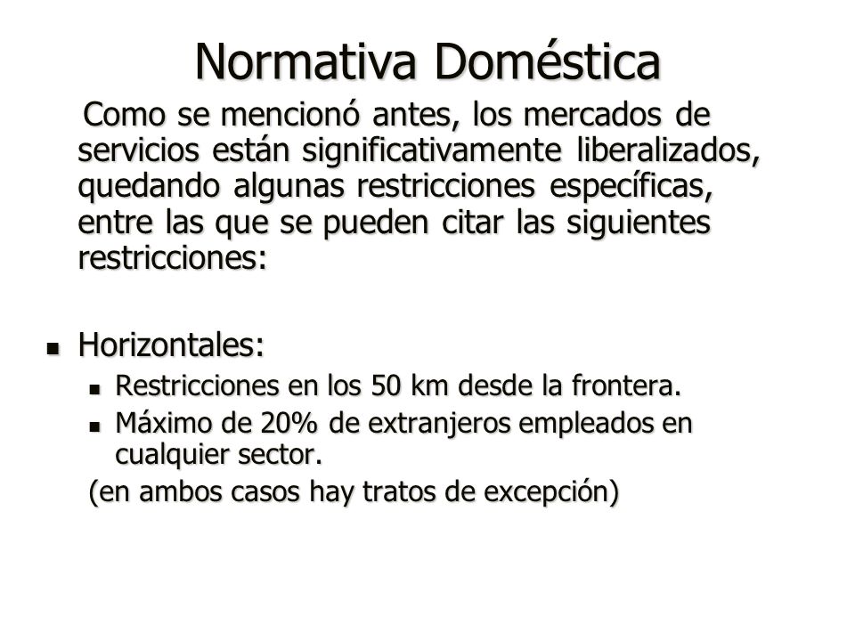 Normativa Doméstica Horizontales: