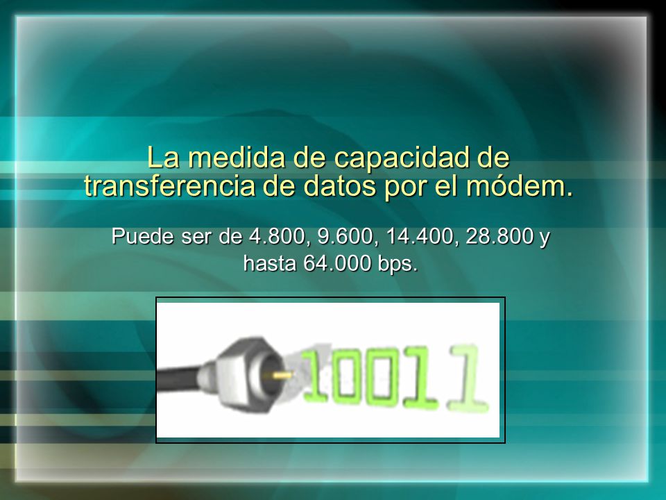 La medida de capacidad de transferencia de datos por el módem.