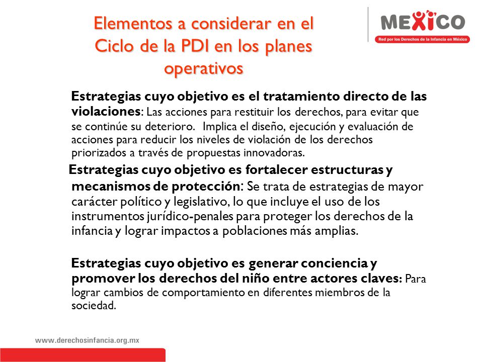 Elementos a considerar en el Ciclo de la PDI en los planes operativos