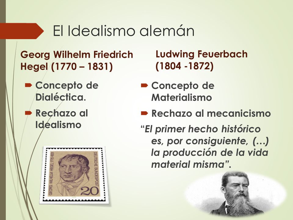 El Idealismo alemán Georg Wilhelm Friedrich Hegel (1770 – 1831)