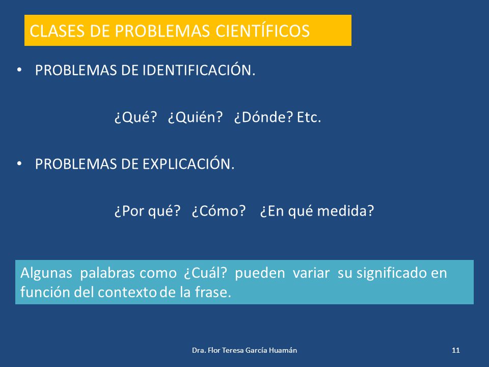 CLASES DE PROBLEMAS CIENTÍFICOS