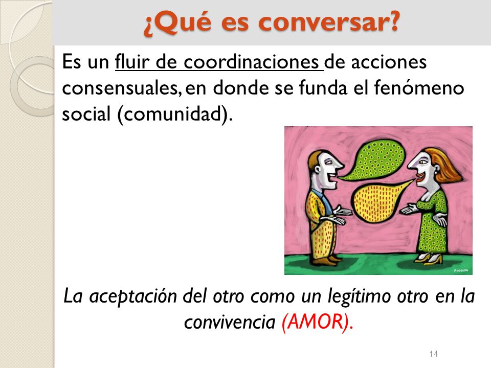 La aceptación del otro como un legítimo otro en la convivencia (AMOR).