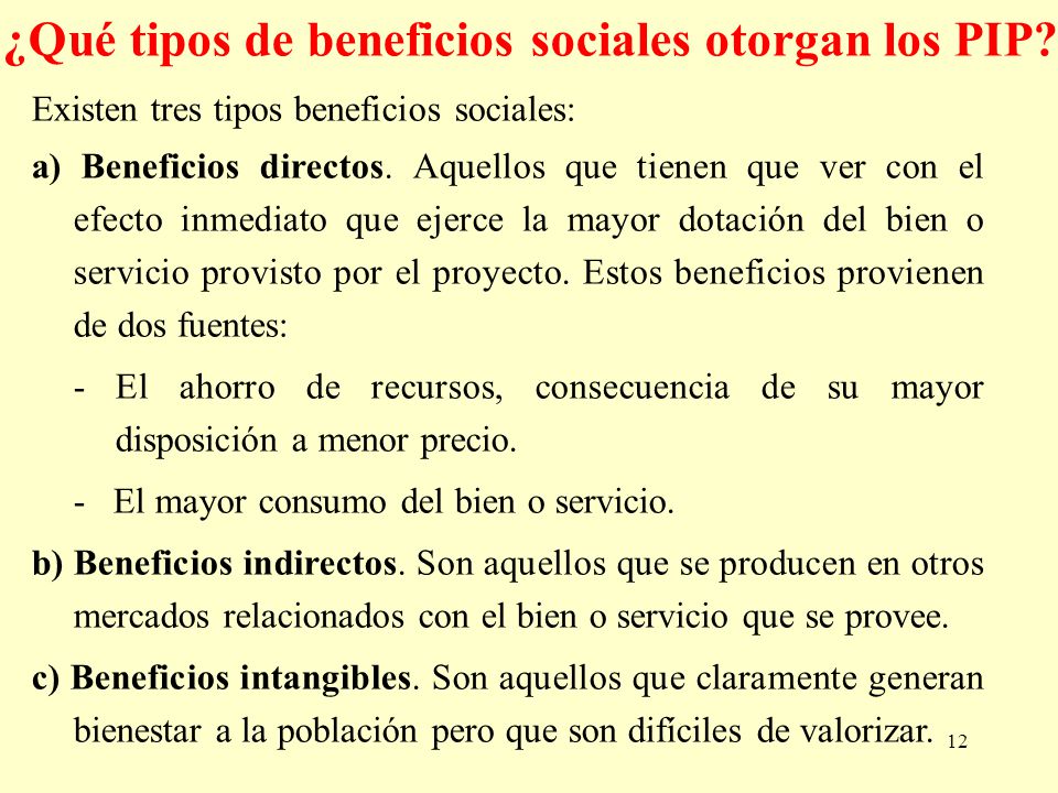 ¿Qué tipos de beneficios sociales otorgan los PIP