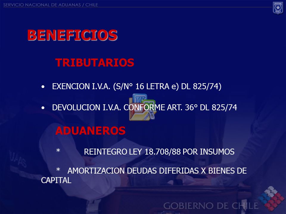 BENEFICIOS TRIBUTARIOS EXENCION I.V.A. (S/N° 16 LETRA e) DL 825/74)