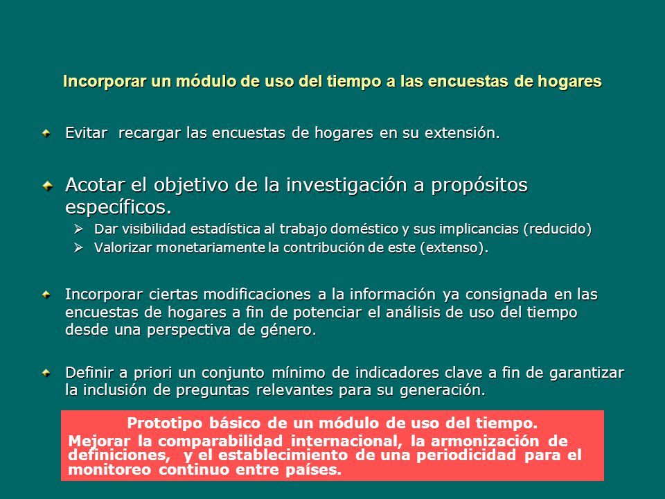 Incorporar un módulo de uso del tiempo a las encuestas de hogares